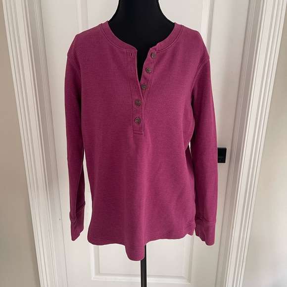 Duluth Trading Co Women's Long Sleeve Henley - Berry - Picture 1 of 4